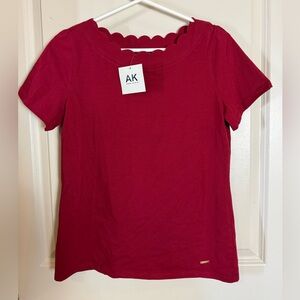 Anne Klein Women's Red Scallop Neck Top